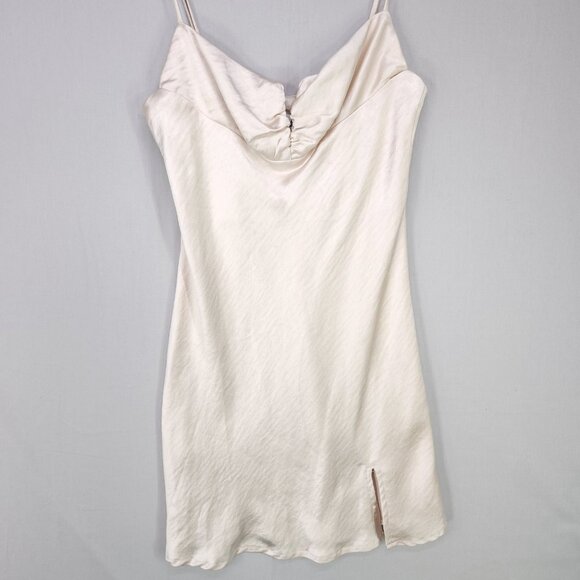 Princess Polly Satin Slip Mini Dress Size 6 Womens Champagne Spaghetti Strap - Picture 3 of 11